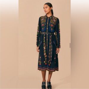 Farm Rio Black Toucan Garden Midi Dress